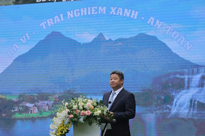 Phó Chủ tịch UBND Thành phố Hà Nội Nguyễn Mạnh Quyền phát biểu tại buổi lễ.